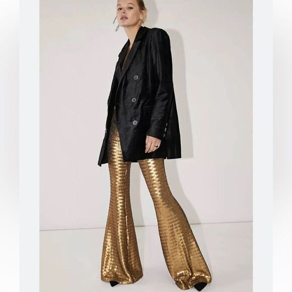 New  Free People Party Flare
Pants Matte Gold - Picture 4 of 7